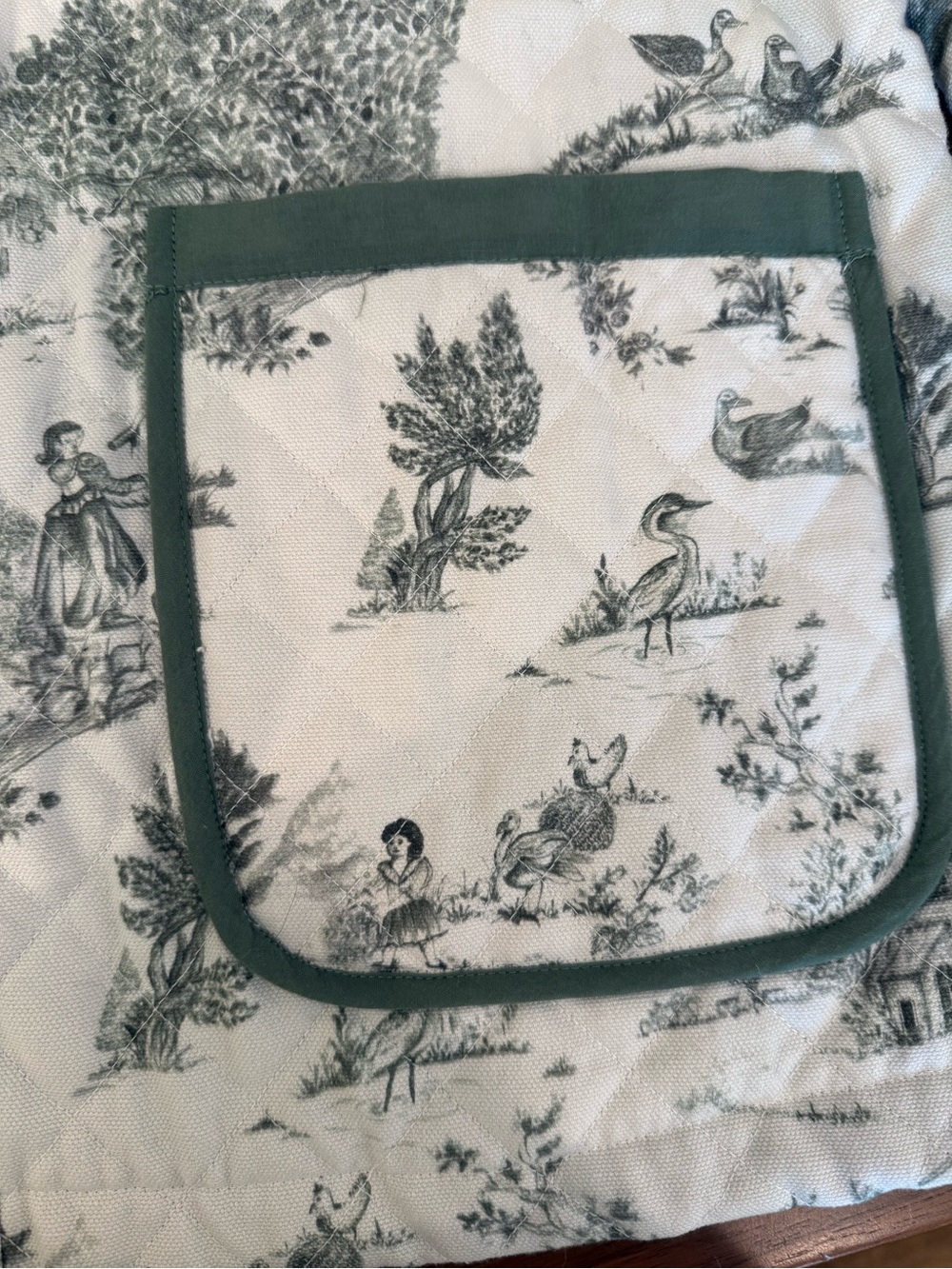 Anthropologie Quilted Toile Print Jacket with Green Trim - Picture 9 of 10